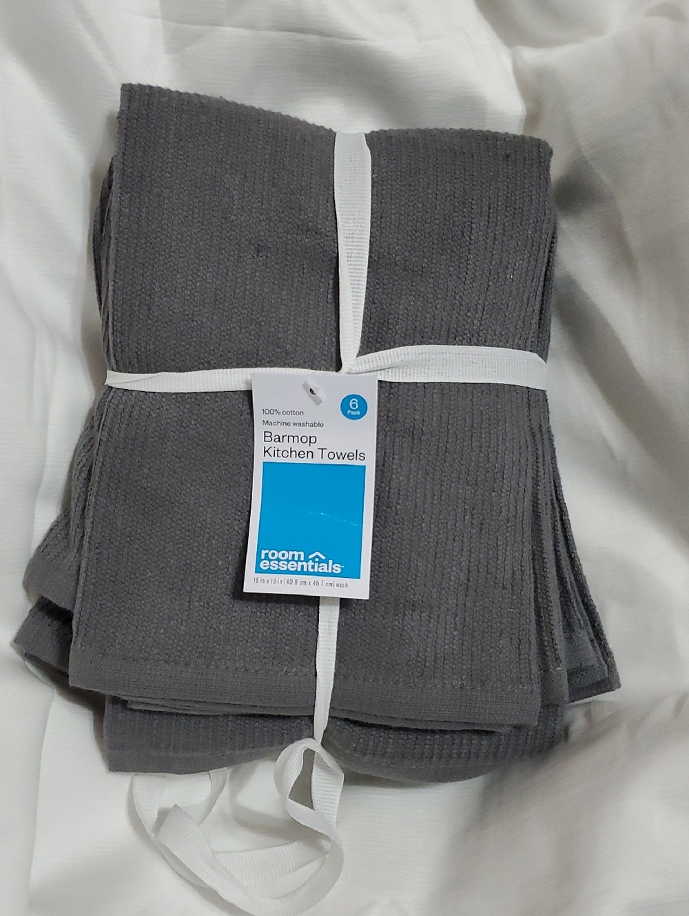 NWT Room Essentials Barmop Kitchen Towels - Dark Gray - 6 Pack